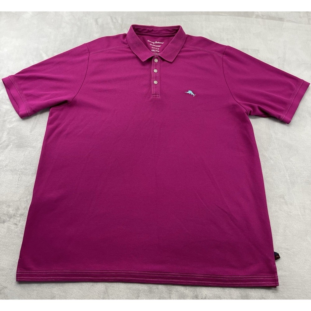 Tommy Bahama Polo Mens 2XL Fuchsia IslandZone Emfielder Cotton Golf Excellent